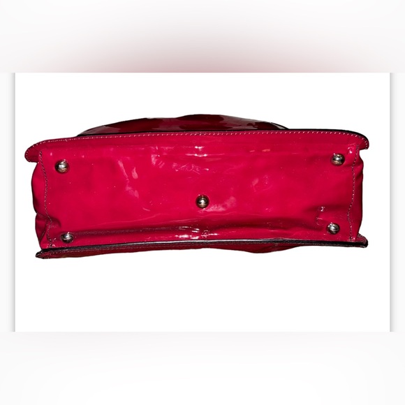 VALENTINO GARAVANI Maroon Patant Leather Hobo Shoulder Tote Bag NEW - Picture 3 of 11